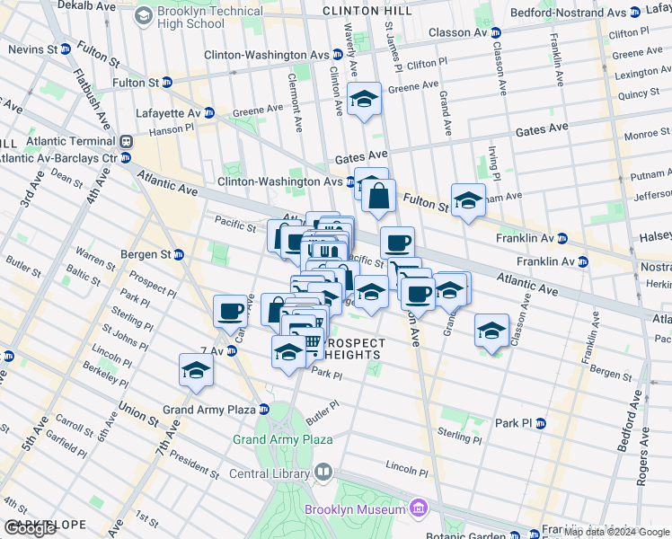 map of restaurants, bars, coffee shops, grocery stores, and more near in Brooklyn