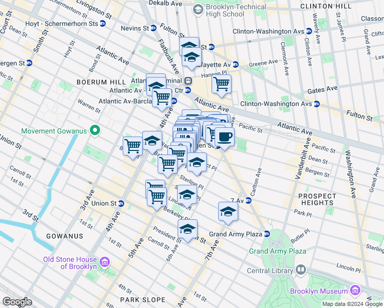map of restaurants, bars, coffee shops, grocery stores, and more near 22 Prospect Place in Brooklyn