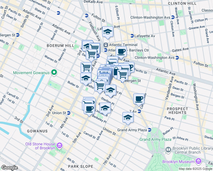 map of restaurants, bars, coffee shops, grocery stores, and more near 22 Prospect Place in Brooklyn