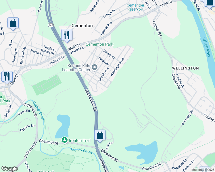 map of restaurants, bars, coffee shops, grocery stores, and more near 5309 Pennsylvania Street in Lehigh County