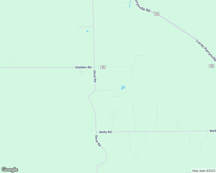 map of restaurants, bars, coffee shops, grocery stores, and more near 2889 Stout Road in Lucas
