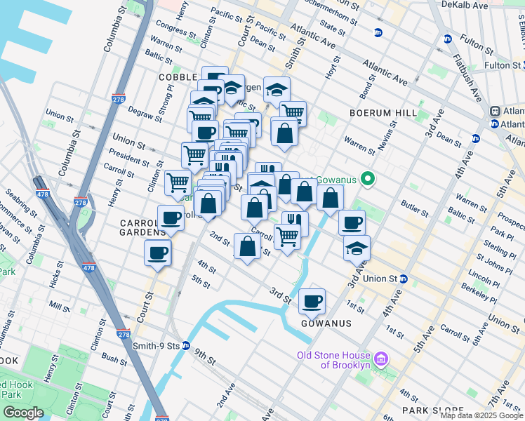 map of restaurants, bars, coffee shops, grocery stores, and more near 317 Hoyt Street in Brooklyn