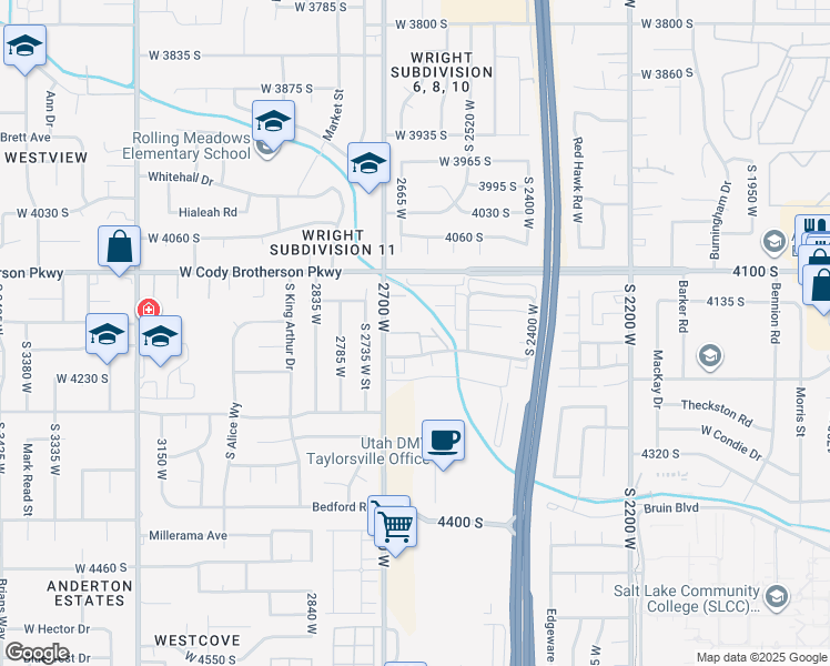 map of restaurants, bars, coffee shops, grocery stores, and more near 4147 2700 West in Salt Lake City
