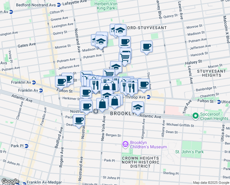 map of restaurants, bars, coffee shops, grocery stores, and more near in Brooklyn