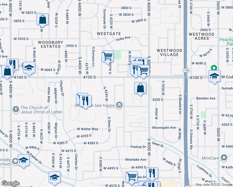 map of restaurants, bars, coffee shops, grocery stores, and more near 4171 South 4205 West in West Valley City