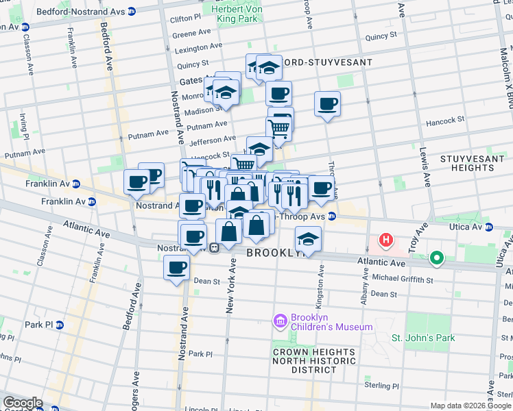 map of restaurants, bars, coffee shops, grocery stores, and more near in Brooklyn