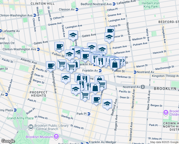 map of restaurants, bars, coffee shops, grocery stores, and more near 1035 Atlantic Avenue in Brooklyn