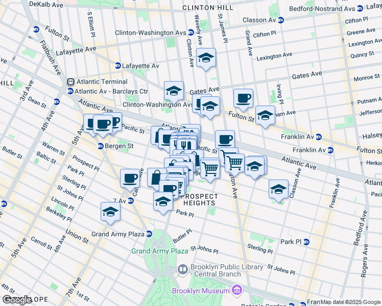 map of restaurants, bars, coffee shops, grocery stores, and more near in Brooklyn