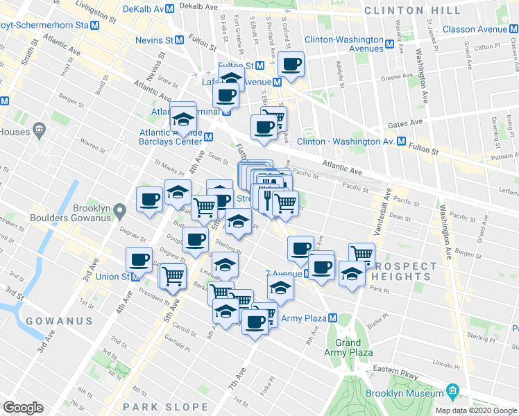 map of restaurants, bars, coffee shops, grocery stores, and more near in Brooklyn