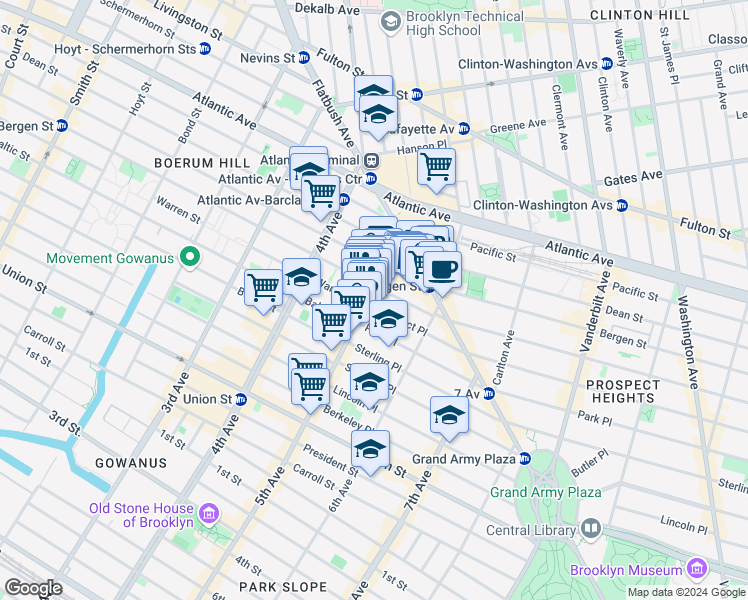 map of restaurants, bars, coffee shops, grocery stores, and more near 22 Prospect Place in Brooklyn