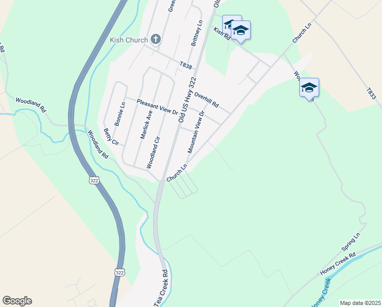 map of restaurants, bars, coffee shops, grocery stores, and more near 117 Church Lane in Reedsville