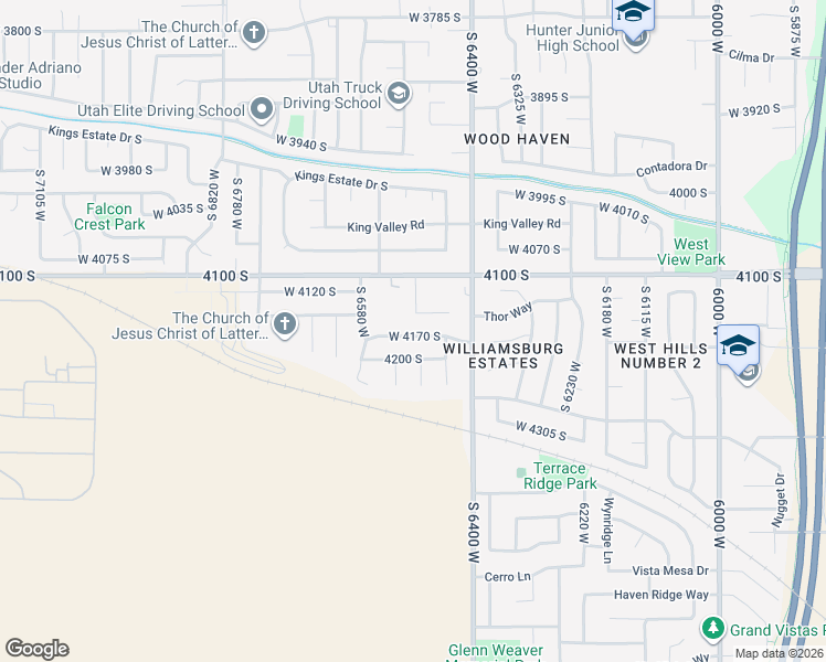 map of restaurants, bars, coffee shops, grocery stores, and more near 6496 West 4170 South in West Valley City