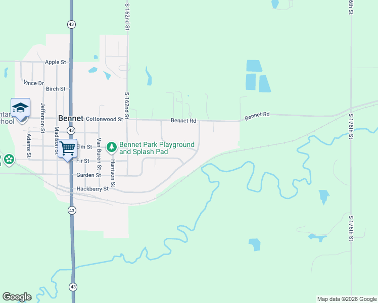 map of restaurants, bars, coffee shops, grocery stores, and more near 1225 Hackberry Street in Bennet