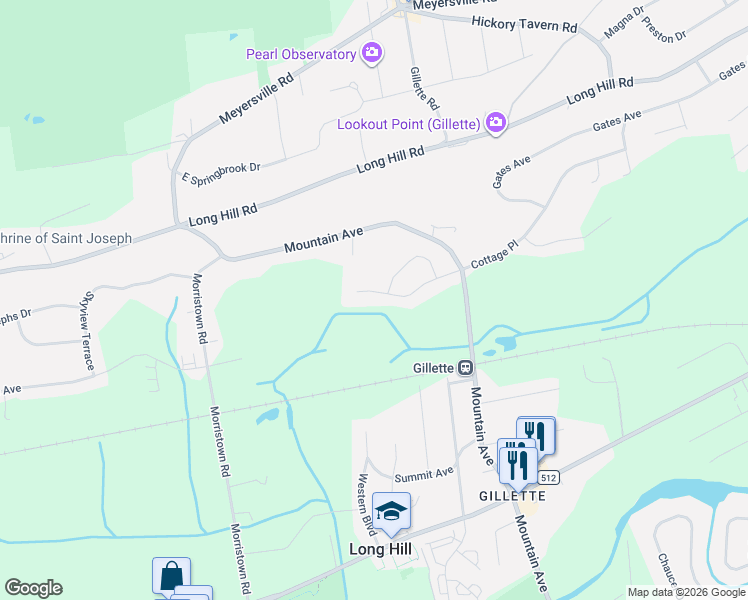 map of restaurants, bars, coffee shops, grocery stores, and more near 151 Cottage Place West in Long Hill
