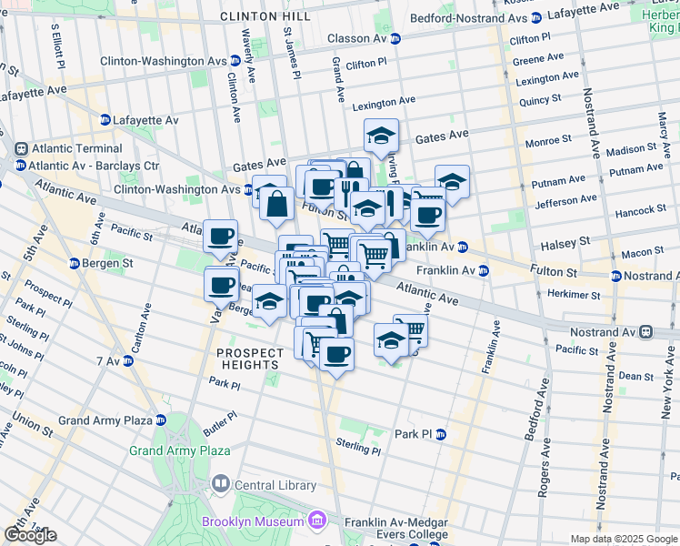 map of restaurants, bars, coffee shops, grocery stores, and more near 958 Atlantic Avenue in Brooklyn