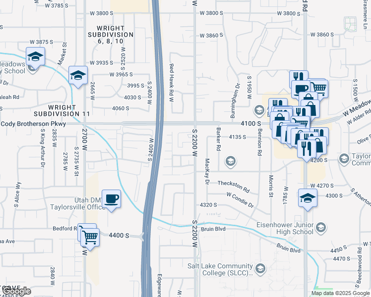 map of restaurants, bars, coffee shops, grocery stores, and more near 4167 Davenshire Lane in Salt Lake City