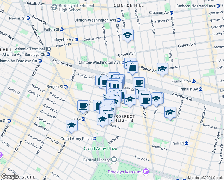 map of restaurants, bars, coffee shops, grocery stores, and more near in Brooklyn