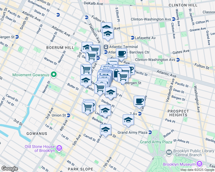 map of restaurants, bars, coffee shops, grocery stores, and more near 22 Prospect Place in Brooklyn