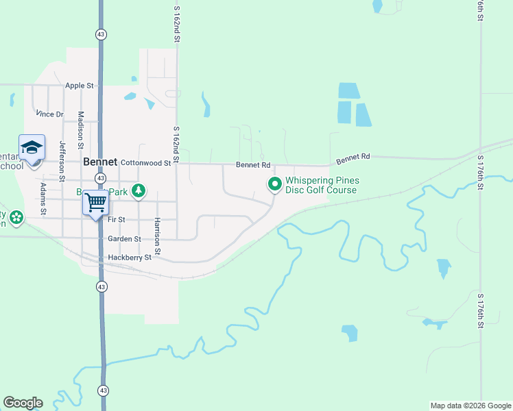 map of restaurants, bars, coffee shops, grocery stores, and more near 1225 Hackberry Street in Bennet