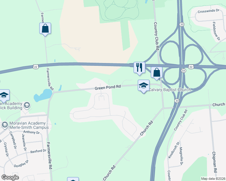 map of restaurants, bars, coffee shops, grocery stores, and more near 5718 Green Pond Road in Easton
