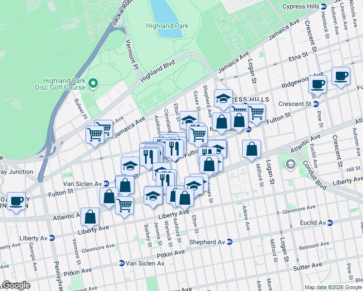 map of restaurants, bars, coffee shops, grocery stores, and more near in Brooklyn