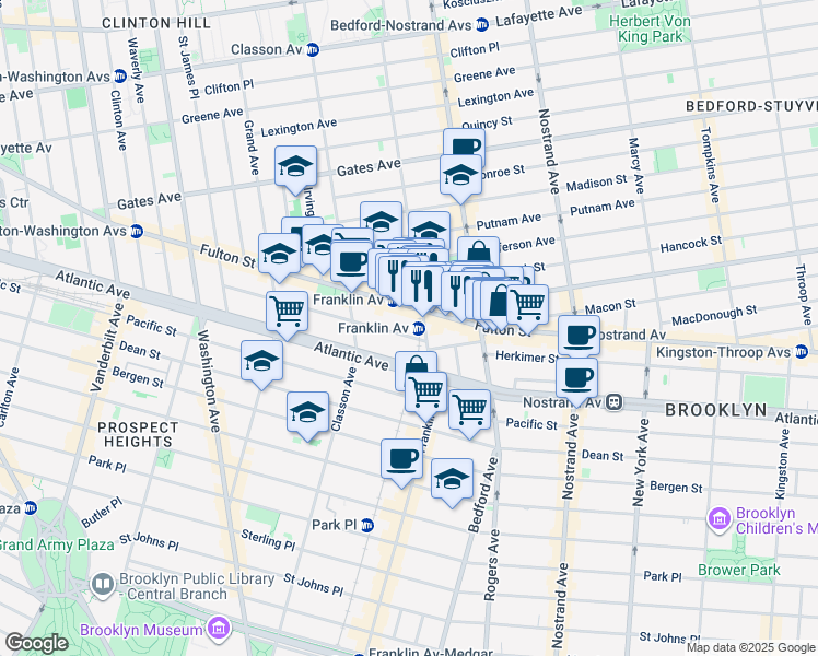 map of restaurants, bars, coffee shops, grocery stores, and more near in Brooklyn