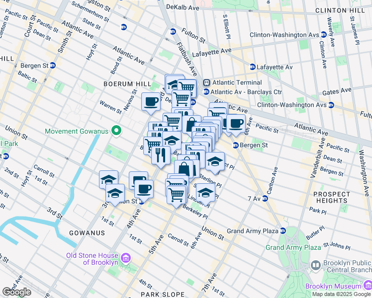 map of restaurants, bars, coffee shops, grocery stores, and more near 636 Baltic Street in Brooklyn