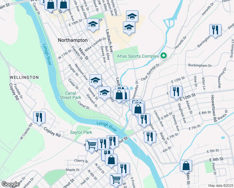 map of restaurants, bars, coffee shops, grocery stores, and more near in 