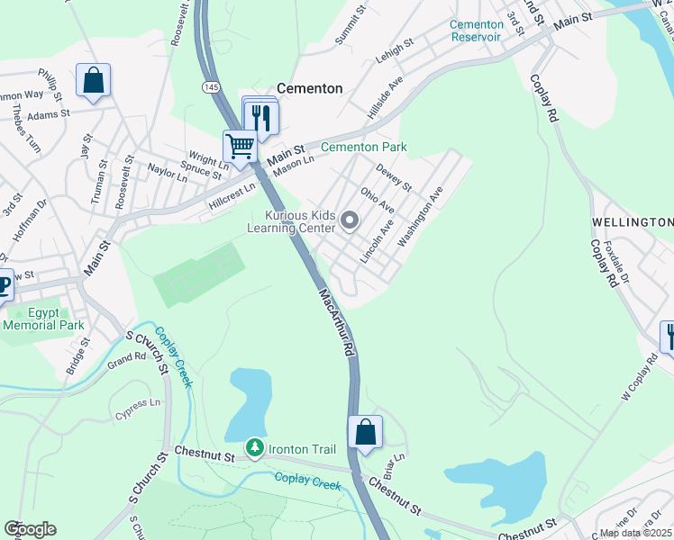 map of restaurants, bars, coffee shops, grocery stores, and more near 5355 Russell Court in Lehigh County