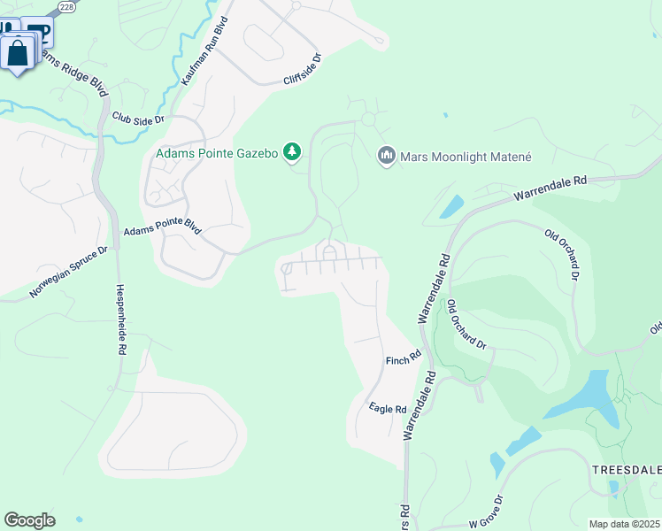 map of restaurants, bars, coffee shops, grocery stores, and more near 418 Meadowlark Lane in Gibsonia