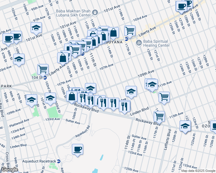 map of restaurants, bars, coffee shops, grocery stores, and more near in Queens