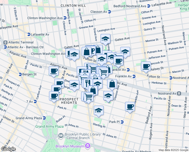 map of restaurants, bars, coffee shops, grocery stores, and more near in Brooklyn