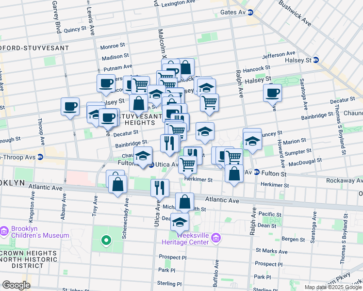 map of restaurants, bars, coffee shops, grocery stores, and more near in Brooklyn