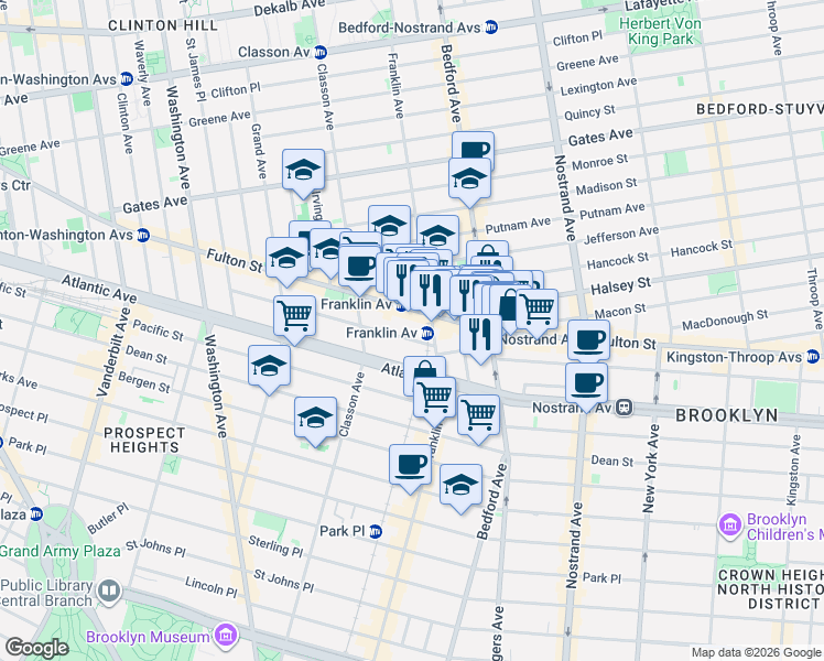 map of restaurants, bars, coffee shops, grocery stores, and more near in Brooklyn