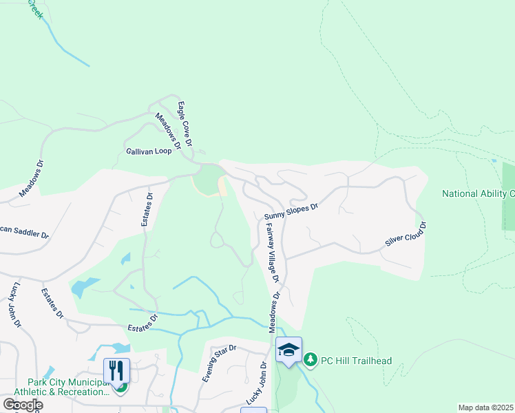 map of restaurants, bars, coffee shops, grocery stores, and more near 2903 Sunny Slopes Court in Park City
