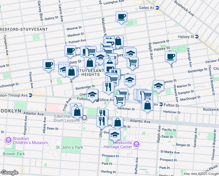 map of restaurants, bars, coffee shops, grocery stores, and more near in Brooklyn