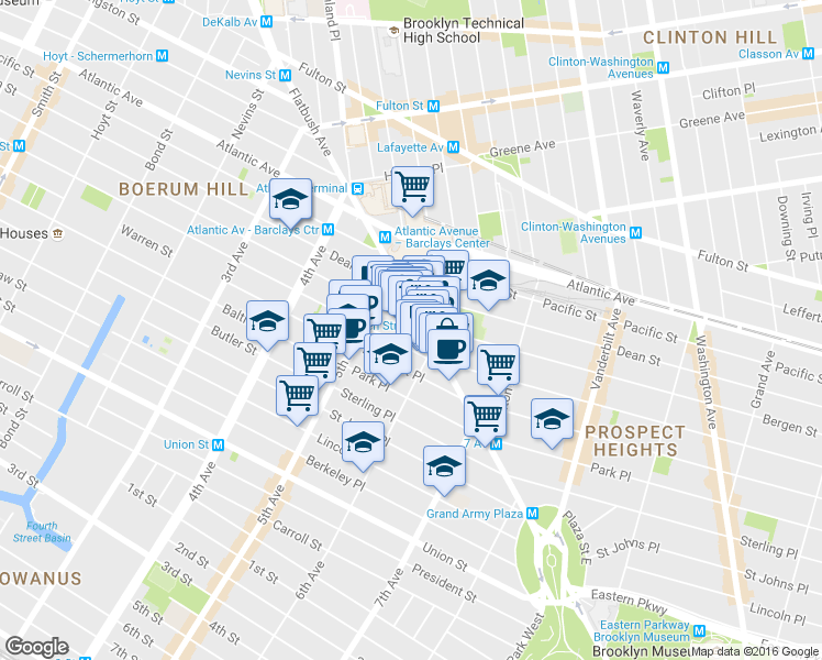 map of restaurants, bars, coffee shops, grocery stores, and more near in Brooklyn