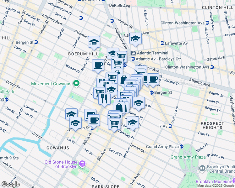 map of restaurants, bars, coffee shops, grocery stores, and more near 636 Baltic Street in Brooklyn