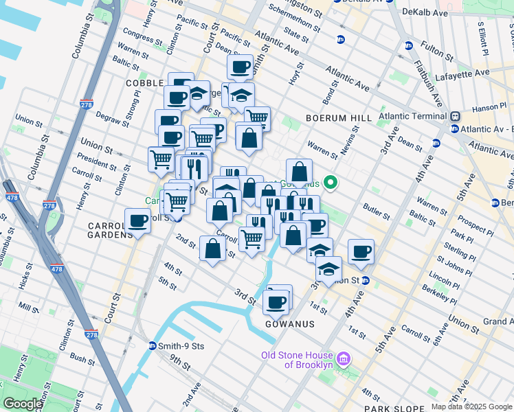 map of restaurants, bars, coffee shops, grocery stores, and more near 434 Union Street in Brooklyn