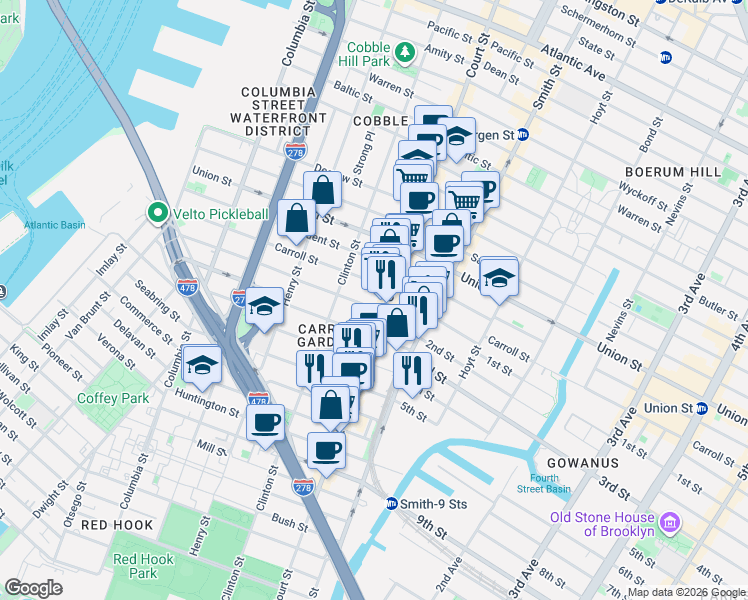 map of restaurants, bars, coffee shops, grocery stores, and more near in Brooklyn