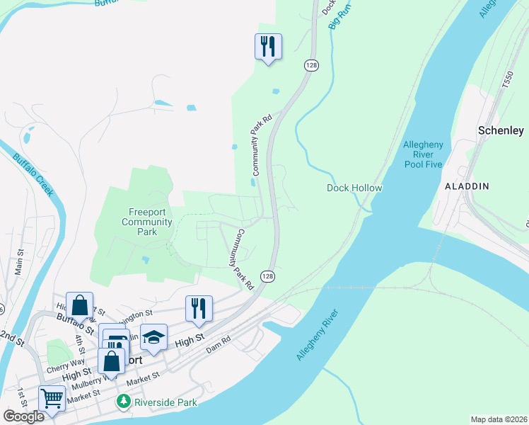 map of restaurants, bars, coffee shops, grocery stores, and more near 142 Community Park Road in Freeport