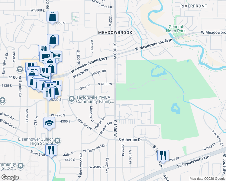 map of restaurants, bars, coffee shops, grocery stores, and more near 1318 South 4130 West in Taylorsville