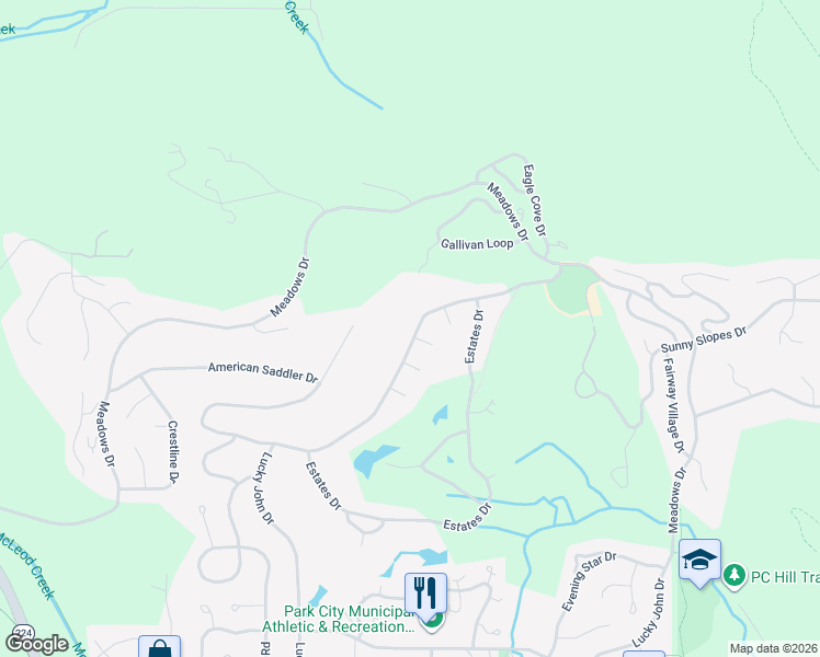 map of restaurants, bars, coffee shops, grocery stores, and more near 2808 American Saddler Drive in Park City