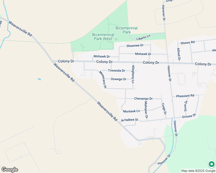 map of restaurants, bars, coffee shops, grocery stores, and more near 5440 Monocacy Drive in Bethlehem