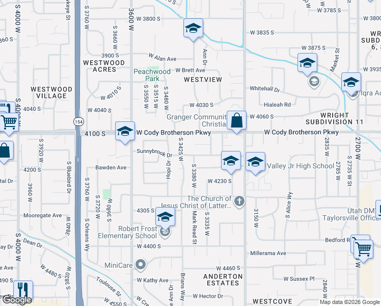 map of restaurants, bars, coffee shops, grocery stores, and more near in West Valley City