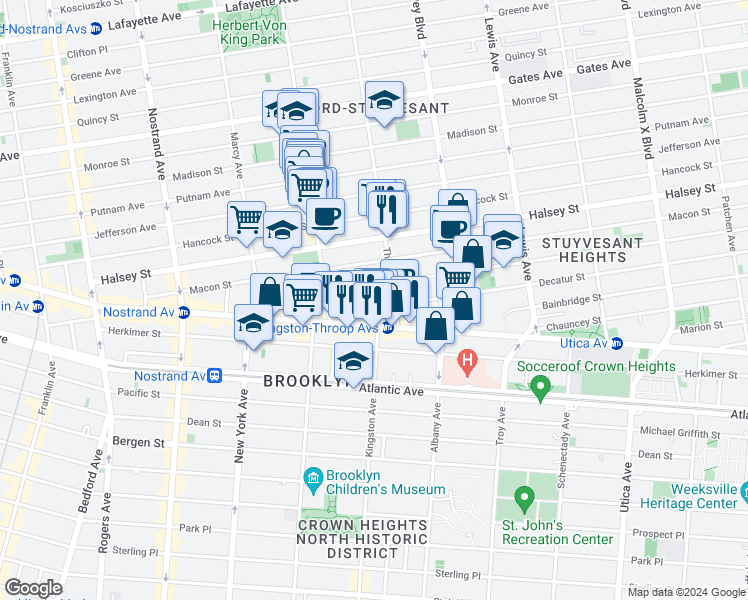 map of restaurants, bars, coffee shops, grocery stores, and more near in Brooklyn