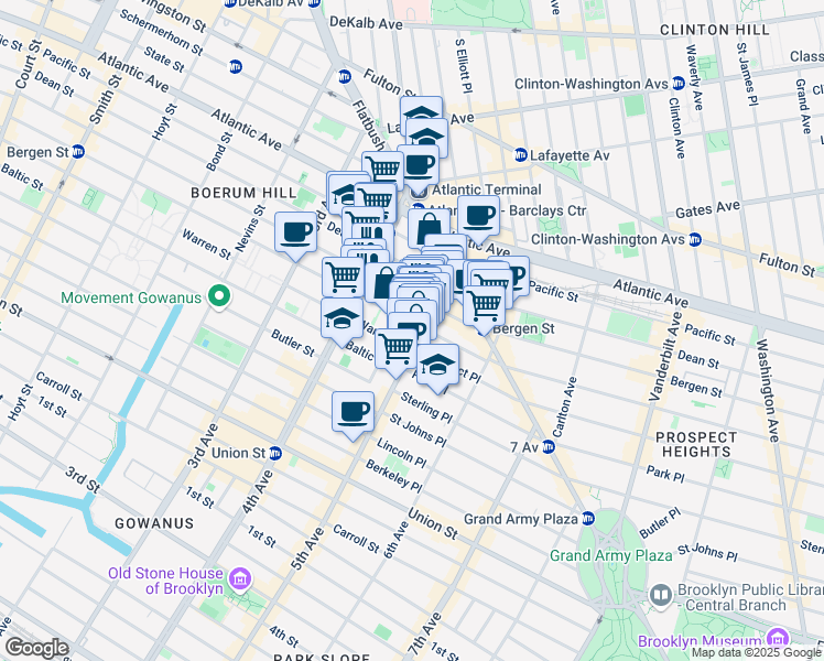 map of restaurants, bars, coffee shops, grocery stores, and more near in Brooklyn