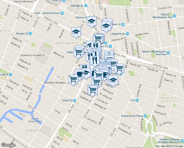 map of restaurants, bars, coffee shops, grocery stores, and more near in Brooklyn