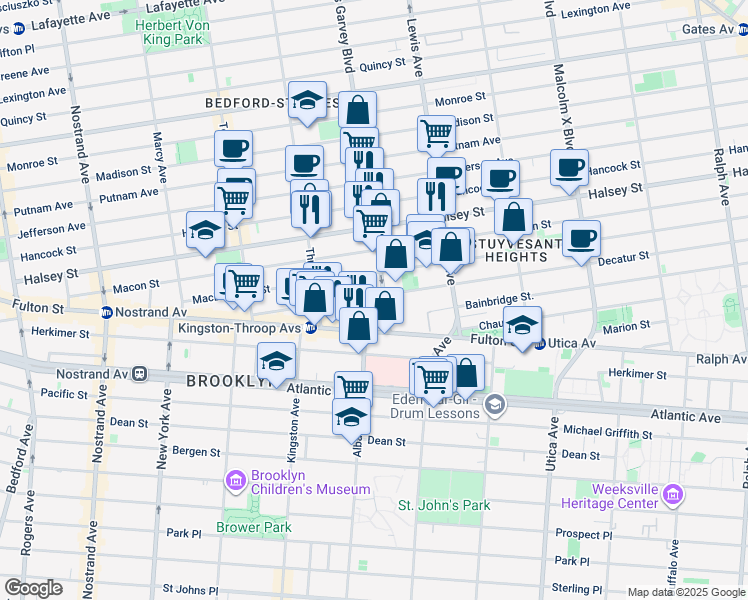 map of restaurants, bars, coffee shops, grocery stores, and more near in Brooklyn
