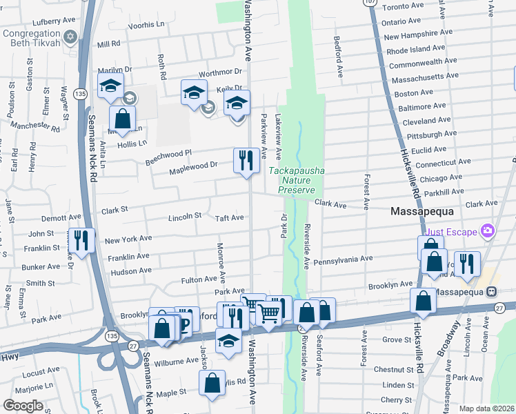 map of restaurants, bars, coffee shops, grocery stores, and more near in Seaford